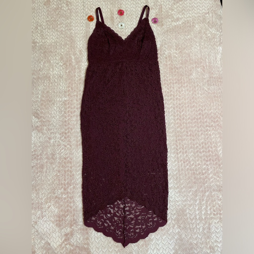 Torrid Midi Lace High-Low dress Burgundy Women’s Plus Size 0 ( Regular 12) - Picture 2 of 13